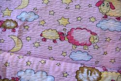   Krepp anyag 100% pamut  blue-rosa (elefnt)